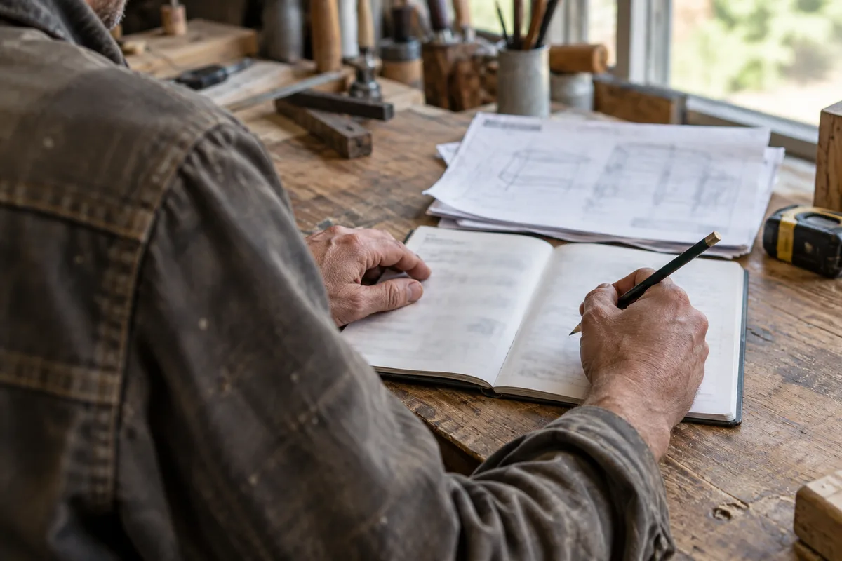 Artisan comparant le coût d&rsquo;un véhicule d&rsquo;occasion et d&rsquo;un véhicule neuf