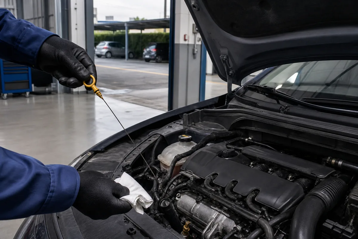 Contrôle du niveau d&rsquo;huile et du compartiment moteur d&rsquo;une compacte essence