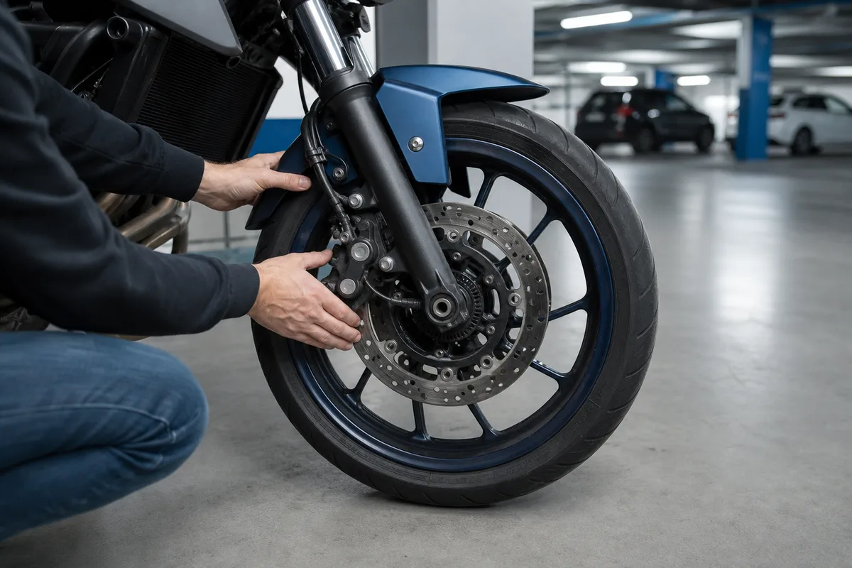 Contrôle des pneus et des freins d&rsquo;une moto d&rsquo;occasion avant achat